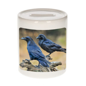 Dieren foto spaarpot raaf 9 cm - vogels spaarpotten jongens en meisjes 10257193