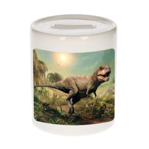 Dieren foto spaarpot stoere t-rex dinosaurus 9 cm - dinosaurussen spaarpotten jongens en meisjes 10257169