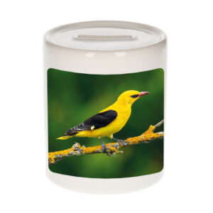 Dieren foto spaarpot wielewaal vogel 9 cm - vogels spaarpotten jongens en meisjes 10257147