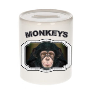 Dieren leuke chimpansee spaarpot - monkeys/ apen spaarpotten kinderen 9 cm 10257109