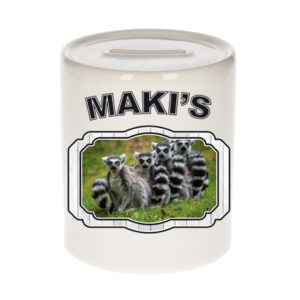 Dieren maki familie spaarpot - makis/ maki apen spaarpotten kinderen 9 cm 10257110