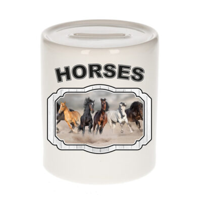 Dieren paard spaarpot - horses/ paarden spaarpotten kinderen 9 cm 10250759