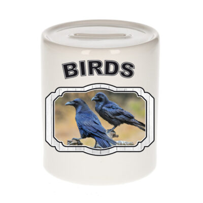 Dieren raaf spaarpot - birds/ vogels spaarpotten kinderen 9 cm 10257135