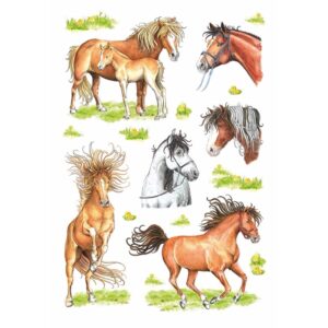 Dieren stickers paarden getekend 3 stuks 10095500