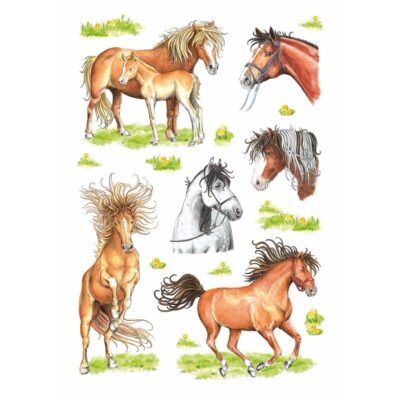 Dieren stickers paarden getekend 3 stuks 10095500