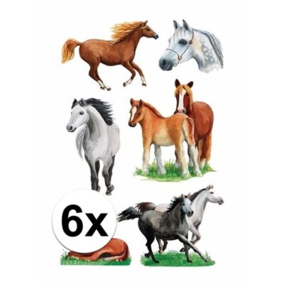 Dieren stickers paarden rassen 6 stuks 10111757