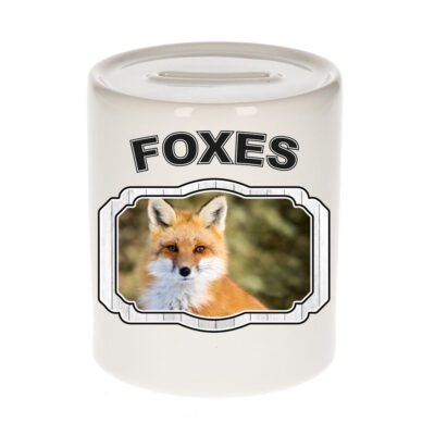 Dieren vos spaarpot - foxes/ vossen spaarpotten kinderen 9 cm 10250744