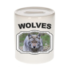 Dieren wolf spaarpot - wolves/ wolven spaarpotten kinderen 9 cm 10250762