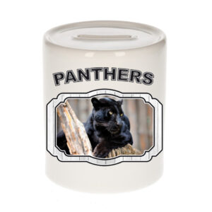 Dieren zwarte panter spaarpot - panthers/ panters spaarpotten kinderen 9 cm 10257106