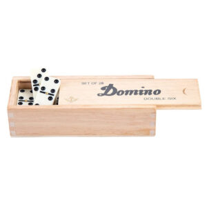 Domino spel dubbel/double 6 in houten doos 28x stenen 10239384