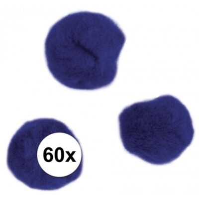 Donkerblauwe decoratieve pompons 15 mm 10056888