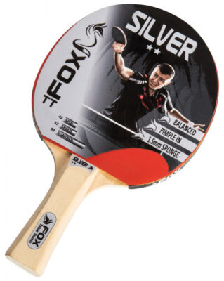 Fox TT tafeltennisbat Silver 2 Star 23 cm hout/rubber blank/rood 447911