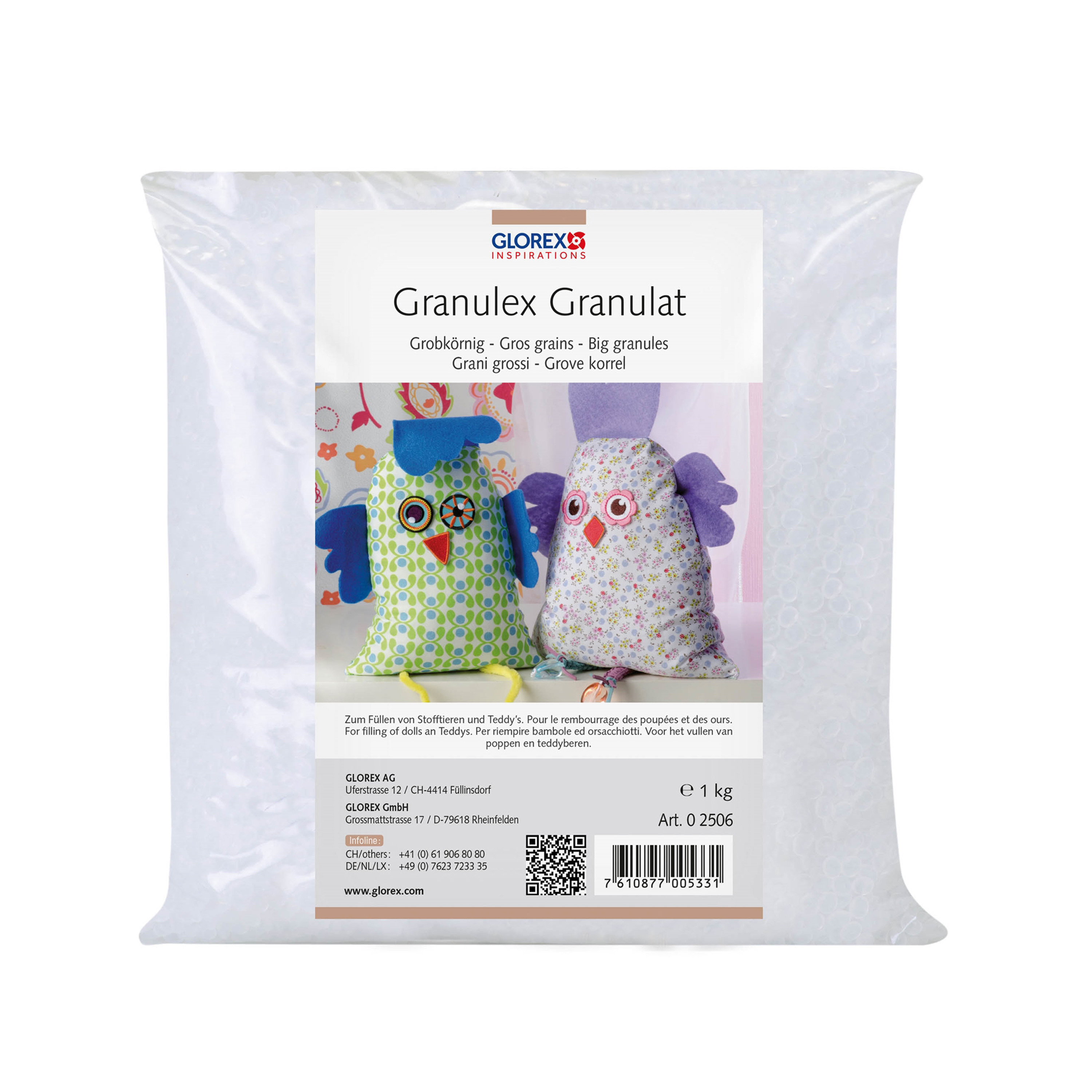 Glorex Hobby vulmateriaal - 1000 gram voor knuffels/kussens - wit - Granulex grove korrels 10436774