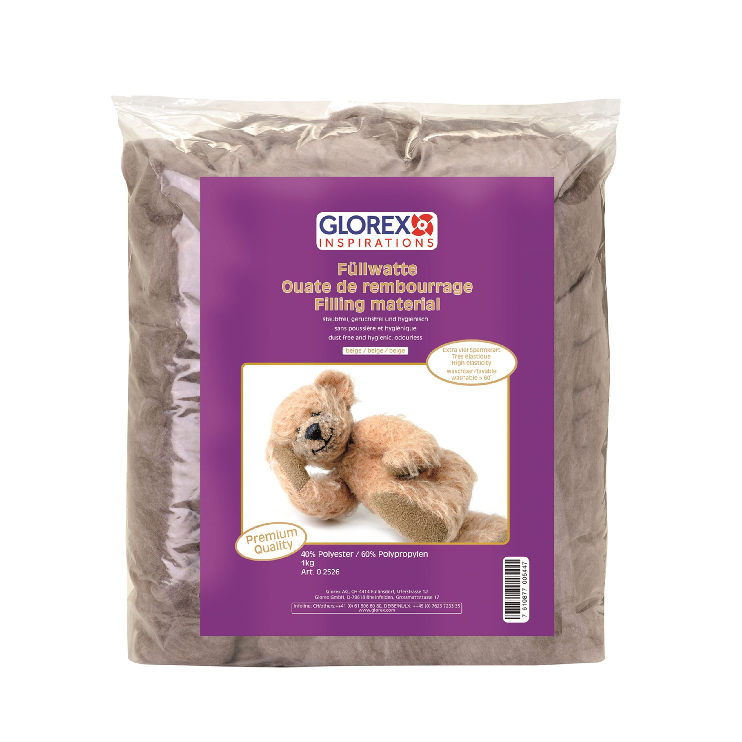 Glorex Hobby vulmateriaal - polyester - 1 kilo gram voor knuffels/kussens - bruin - donzig 10436730