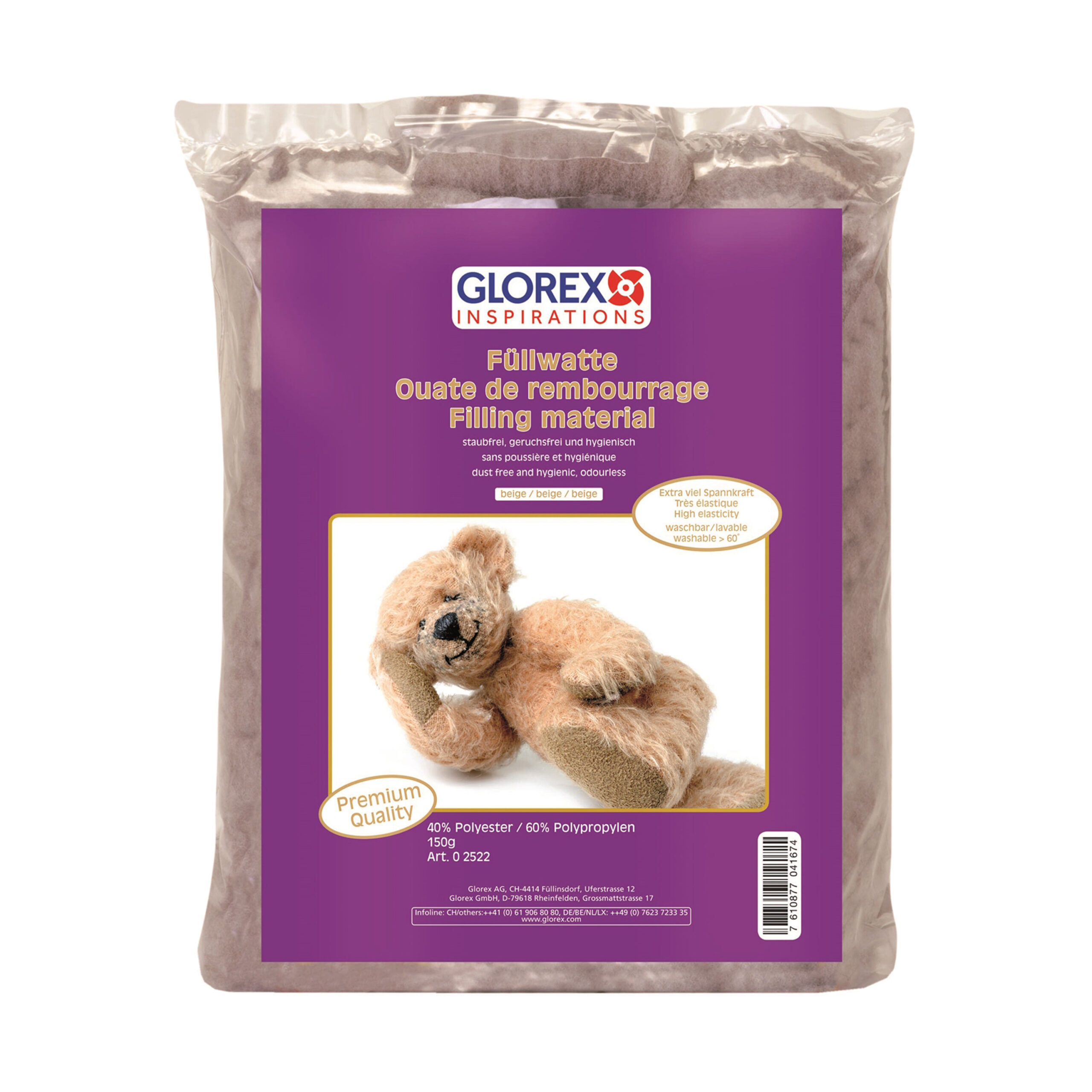 Glorex Hobby vulmateriaal - polyester - 150 gram voor knuffels/kussens - bruin - donzig 10436726