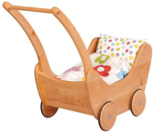 Glückskäfer poppenwagen met kussens 68 x 28 cm blank 340009