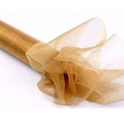 Gouden organza stof met glitters 36 cm 10086035