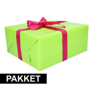 Groen kadopapier/inpakpapier met roze strikken 10103398