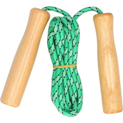 Groen springtouw met houten handvatten 236 cm 10142125