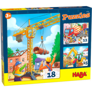 Haba legpuzzel Bouwvoertuigen junior 20 x 25 cm karton 3-delig 2565485