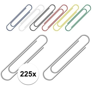 Handige gekleurde paperclips 225 stuks 10102202