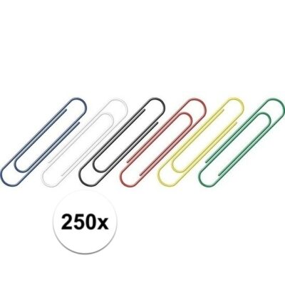 Handige gekleurde paperclips 250 stuks 10102200