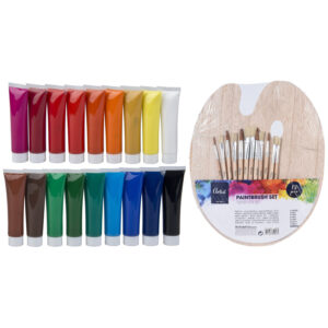 Hobby/knutsel schilderen set acryl verf met palet en kwasten 10245455