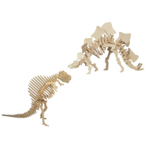 Houten 3D dino puzzel bouwpakket set Spinosaurus en Stegosaurus 10331495