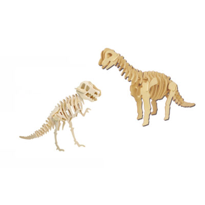 Houten 3D dino puzzel bouwpakket set T-rex en Brachiosaurus 10331485