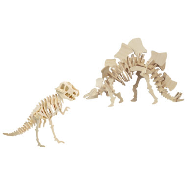 Houten 3D dino puzzel bouwpakket set T-rex en Stegosaurus 10331486