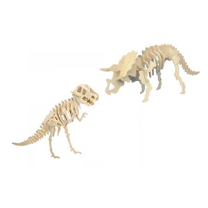 Houten 3D dino puzzel bouwpakket set T-rex en Triceratops 10331476