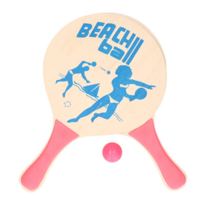 Houten beachball set roze 10067691