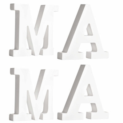 Houten deco hobby letters - 4x losse witte letters om het woord MAMA te maken 10244326