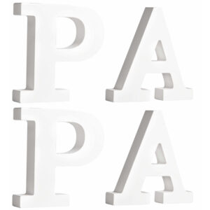 Houten deco hobby letters - 4x losse witte letters om het woord PAPA te maken 10244324