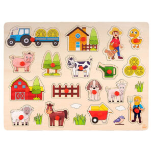 Houten knopjes/noppen speelgoed puzzel boerderij thema 40 x 30 cm 10239339