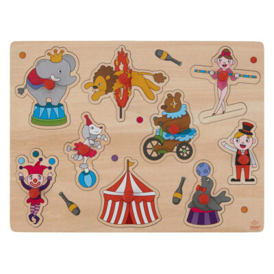 Houten knopjes/noppen speelgoed puzzel circus thema 30 x 22 cm 10239204