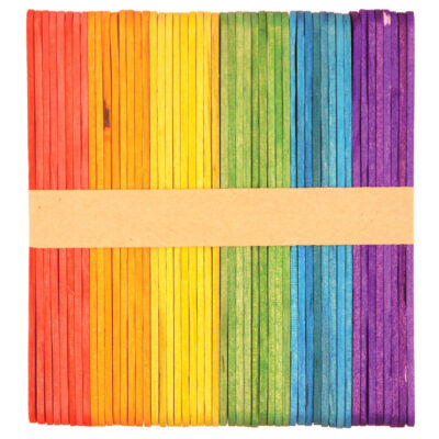 Houten knutselstokjes/ijsstokjes 50x regenboog kleurenmix 11 cm 10364981