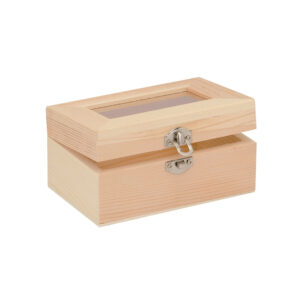 Houten opbergkistje met sluiting en deksel - 12 x 8 x 6 cm - Sieraden/spulletjes/sleutels 10436626