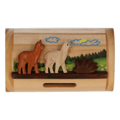 Houten spaarpot alpaca/lama 10 cm 10120586