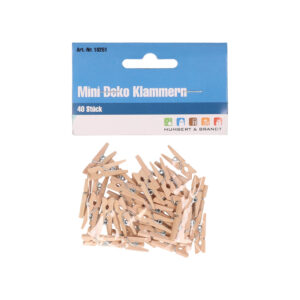 Humbert 40x mini decoratieve houten clips - 25mm - knijpers 10428008