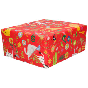 Inpakpapier/cadeaupapier rood dierentuin dieren 200 x 70 cm 10266071