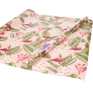 Inpakpapier/cadeaupapier roze met grote bloemen/bladeren design 200 x 70 cm 10361672