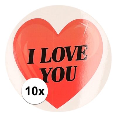 Kadostickers hart I Love You 9 cm 10 stuks 10101604