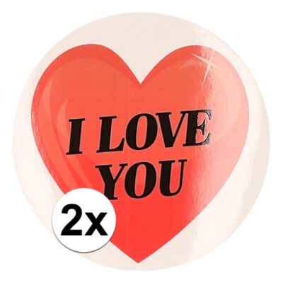 Kadostickers hart I Love You 9 cm 2 stuks 10101592