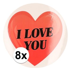 Kadostickers hart I Love You 9 cm 8 stuks 10101603