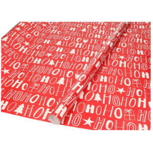 Kerst inpakpapier/cadeaupapier rood Ho Ho Ho 200 x 70 cm 10367036