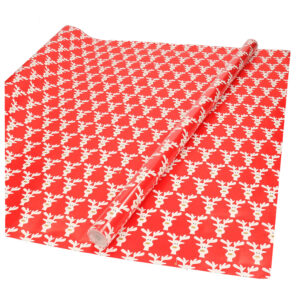 Kerst inpakpapier/cadeaupapier rood met rendieren 200 x 70 cm 10367035