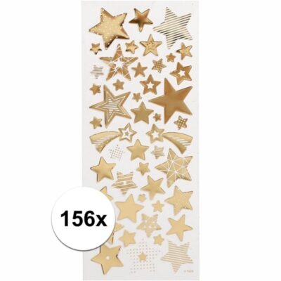 Kerst sterren stickers goud 156 stuks 10113449