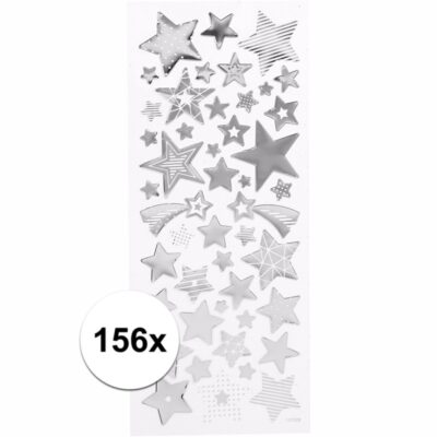 Kerst sterren stickers zilver 156 stuks 10113450