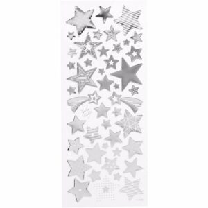 Kerst sterren stickers zilver 52 stuks 10094019